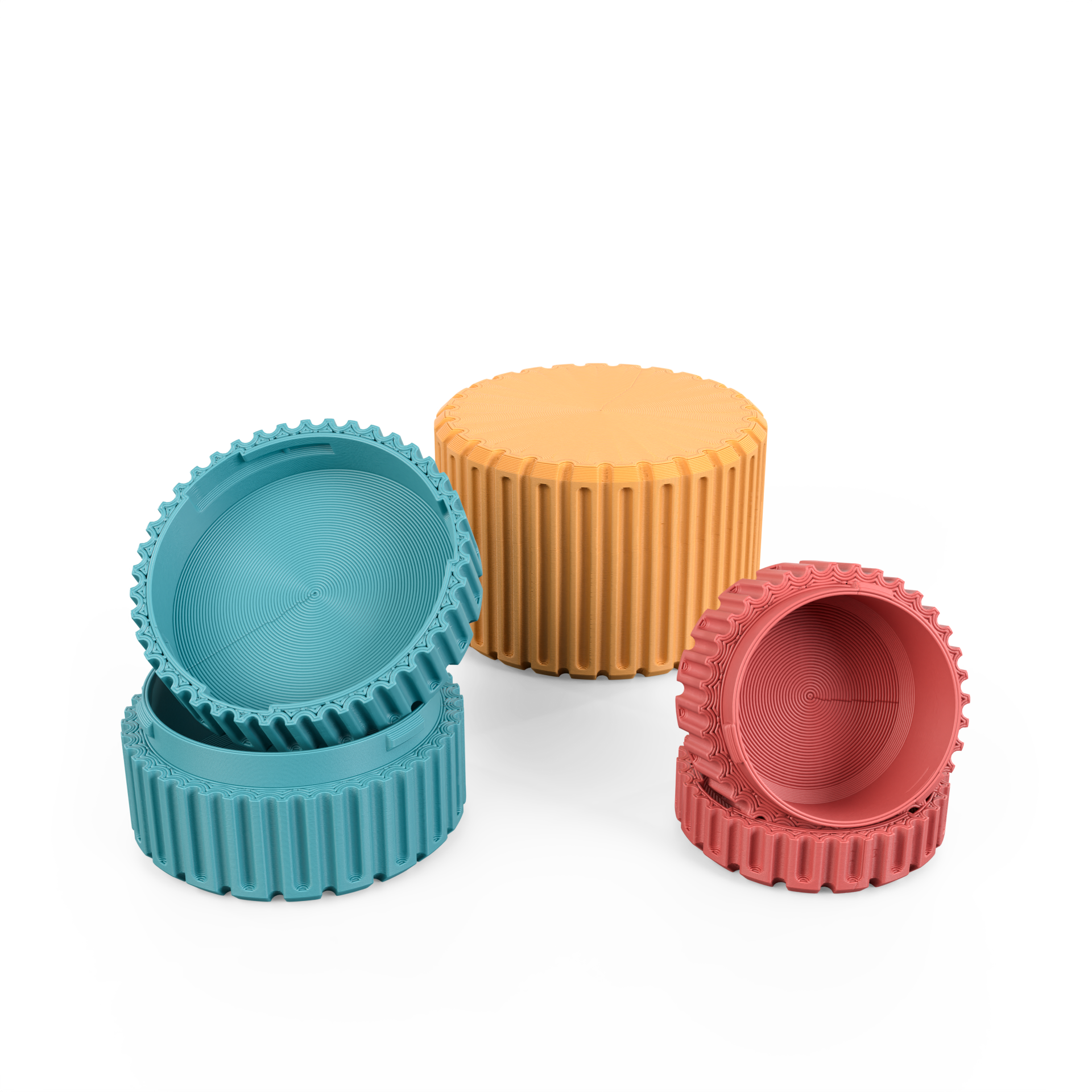 TRAVEL BOX – Schraubdosen-Set für unterwegs (3D-Druck, stapelbar)