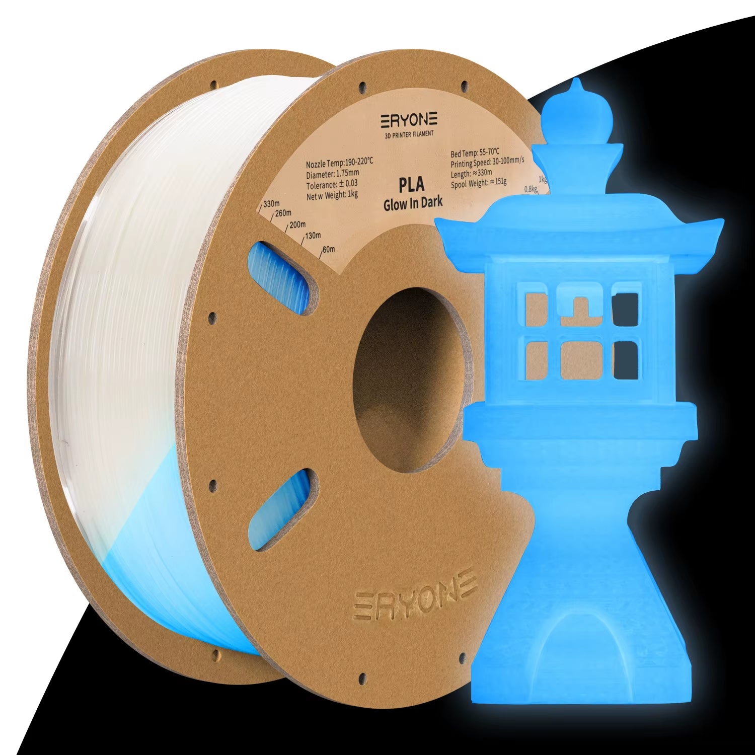 Luminous PLA Filament 1KG 1.75Mm Diameter Glow in the Dark High Quality PLA ±0.03 Tolerance for 3D Printing New Arrival