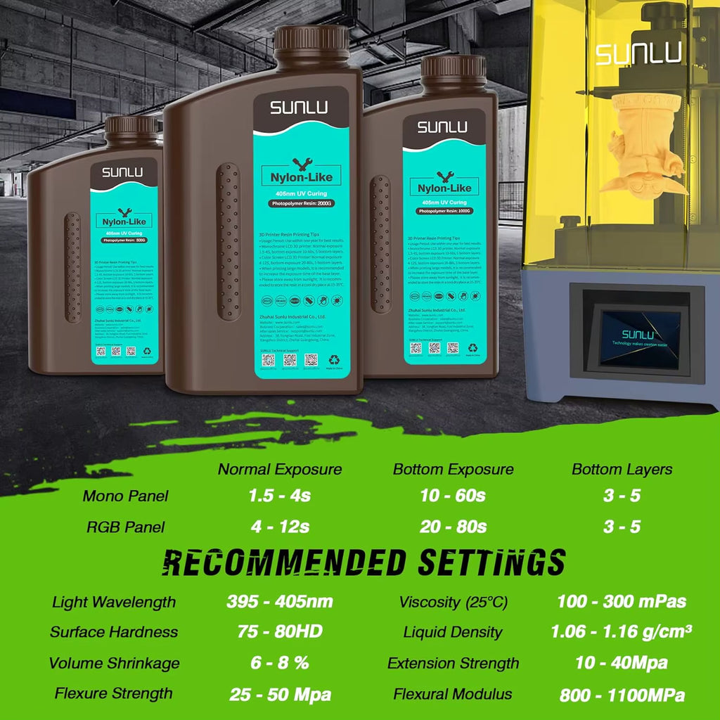 1KG Nylon-Like/Toughness 3D Resin 1000G/Bottle 405Nm Rapid Uv-Curing Photopolymer Resin for 4K/8K LCD/DLP/SLA 3D Printer