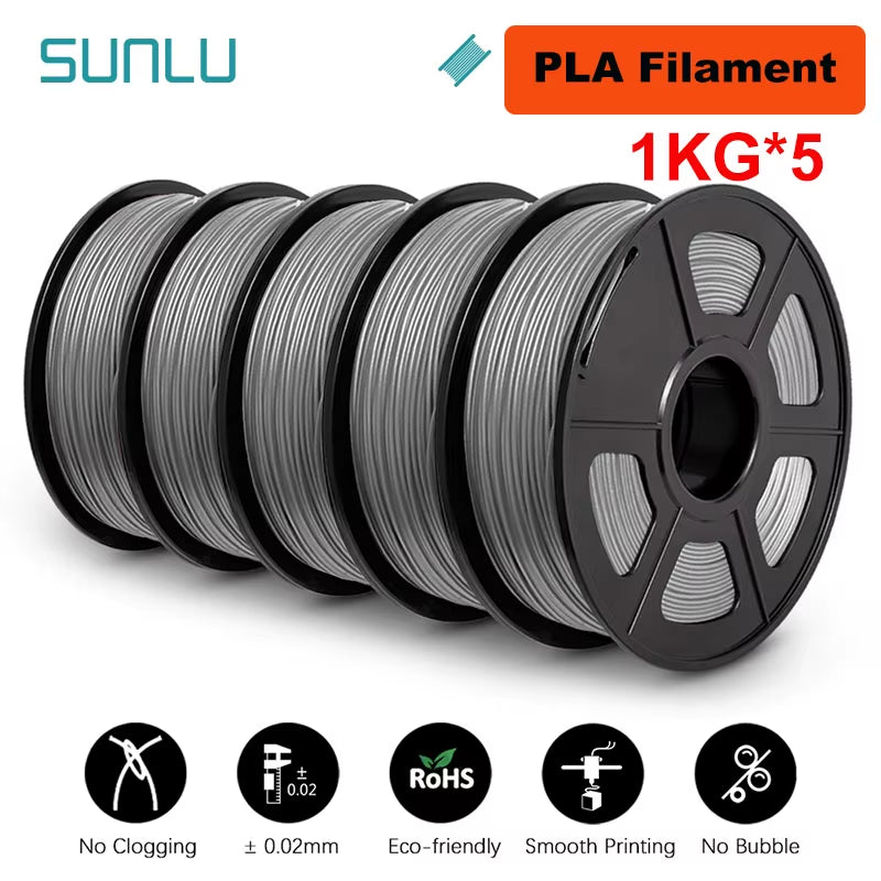 5KG 3D Filament PLA/PLA PLUS/PETG/ABS Filamnet 1.75Mm 5Roll 1KG Neatly Wound 3D Printer Filament for 3D Printer