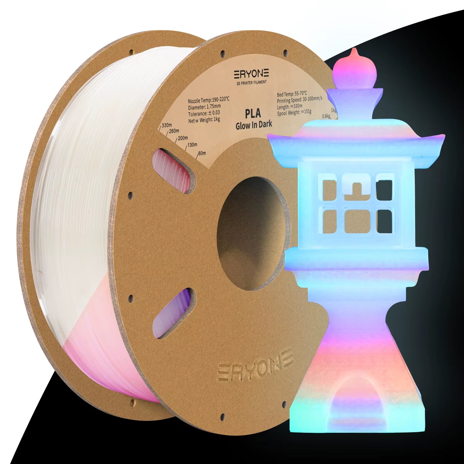 Luminous PLA Filament 1KG 1.75Mm Diameter Glow in the Dark High Quality PLA ±0.03 Tolerance for 3D Printing New Arrival