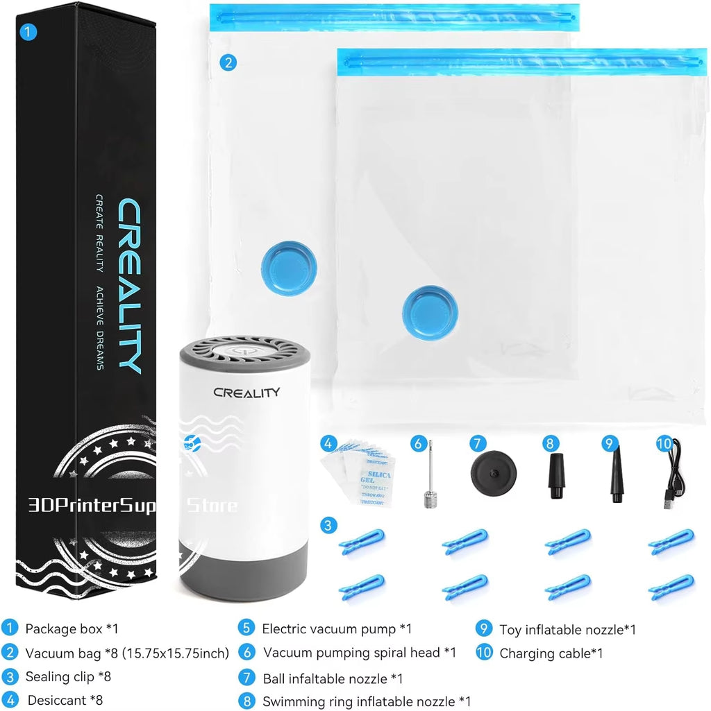 3D Printer Filament Vacuum Storage Kit, Filament Dry Kit Storage Bags and Electric Vacuum Pump for 3D Printer Filaments