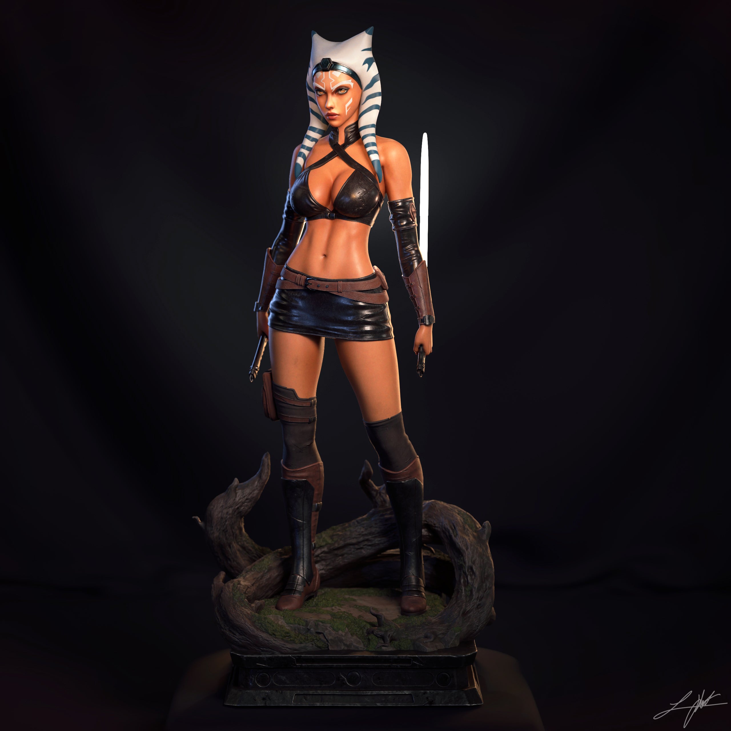 Ahsoka Tano Figur BEMALT -Fan Art-3D Druck- Maßstab 1:6