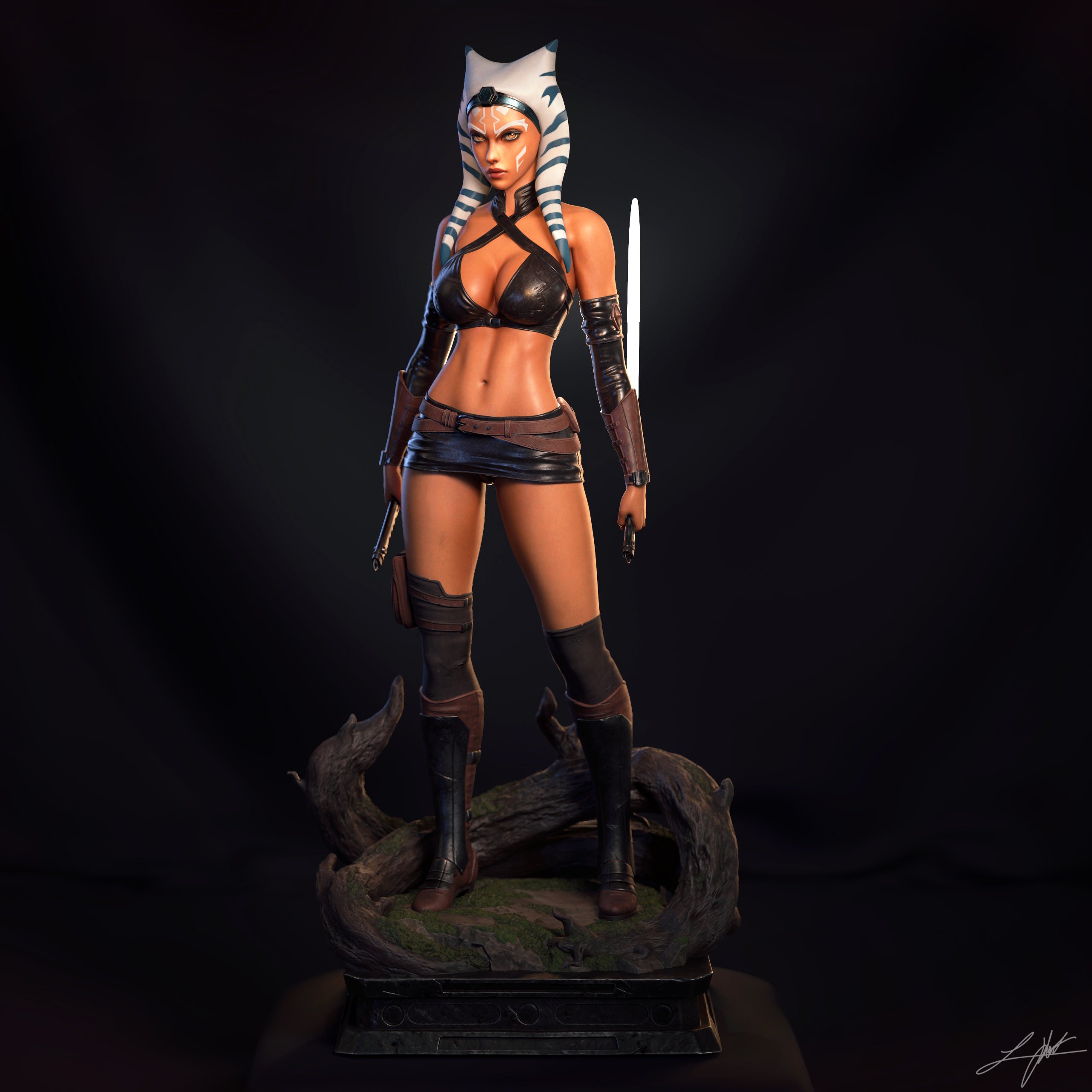 Ahsoka Tano Figur BEMALT -Fan Art-3D Druck- Maßstab 1:6