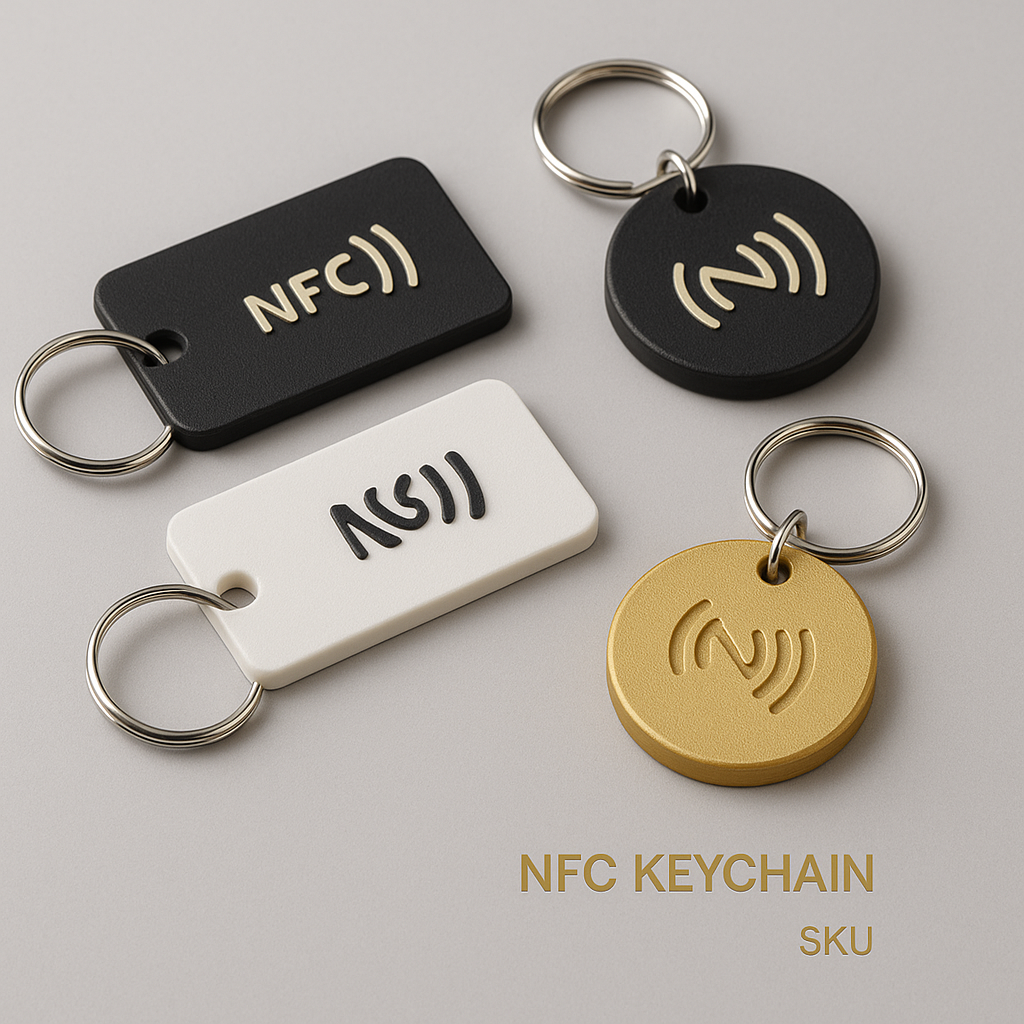 NFC-Schlüsselanhänger mit Ihrem Logo – Logodesign INKLUSIVE - 50 Stück