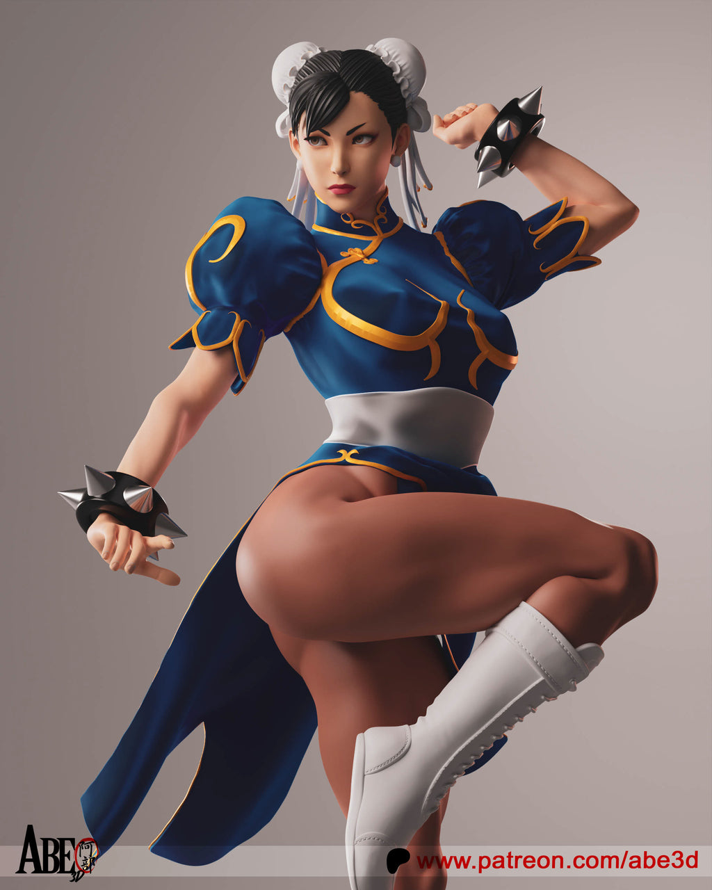 Chun- Li Figur !!!BEMALT!!!-Fan Art-3D Druck-Maßstab 1:6