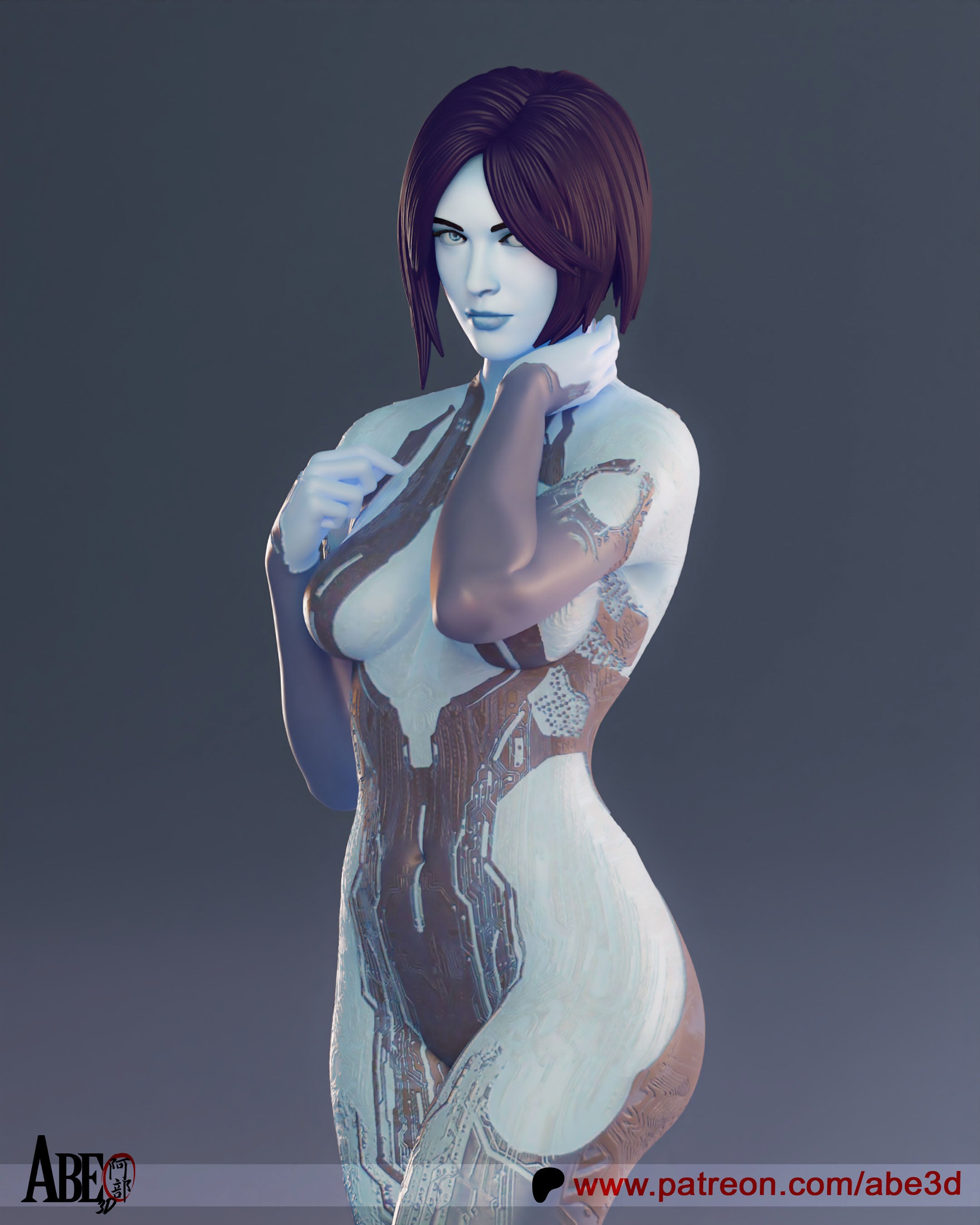 Cortana Figur !!!BEMALT!!! -Fan Art-3D Druck- Maßstab 1:6