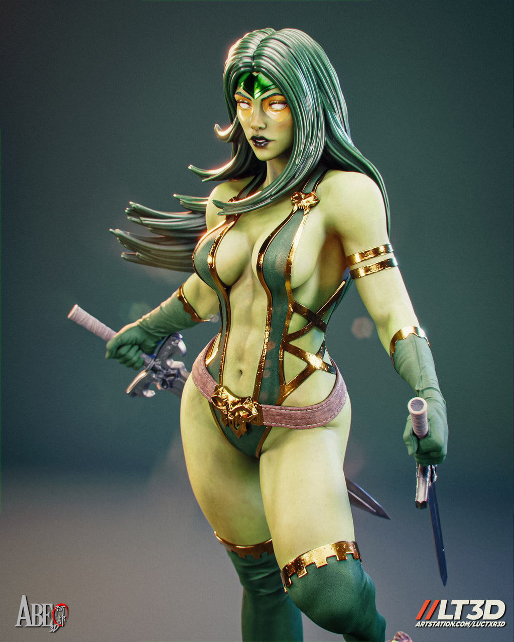 Gamora Figur !!!BEMALT!!! -Fan Art-3D Druck- Maßstab 1:6