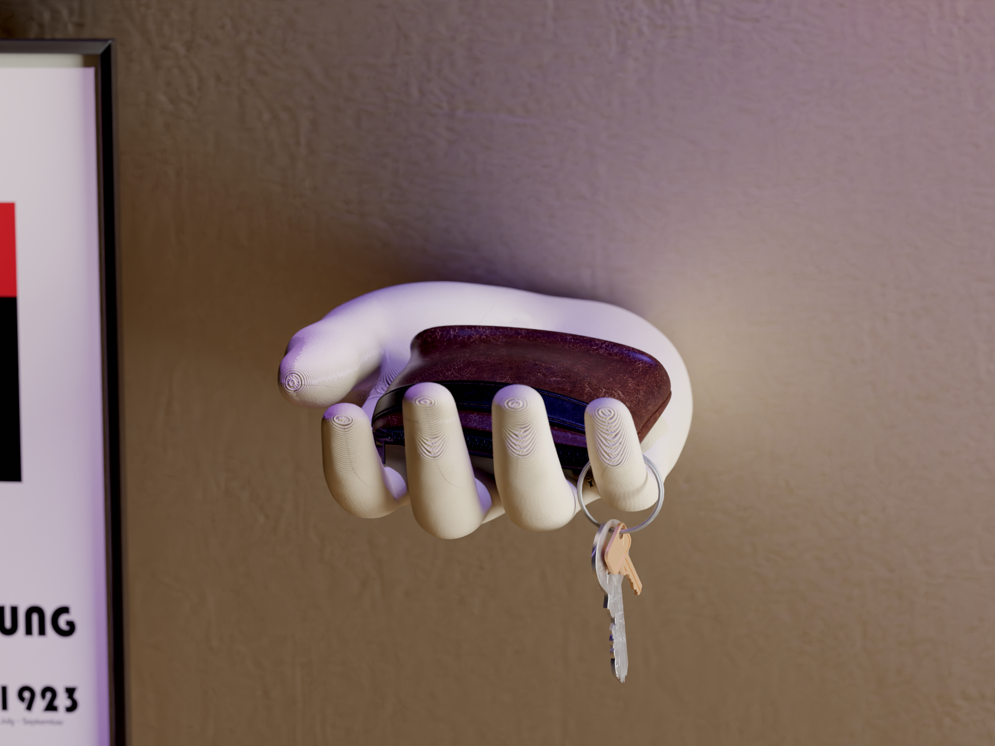 HAND VALET – Wand-Hand Ablage mit Geheimfach (Schlüssel- & Wallet-Halter, 3D-Druck)