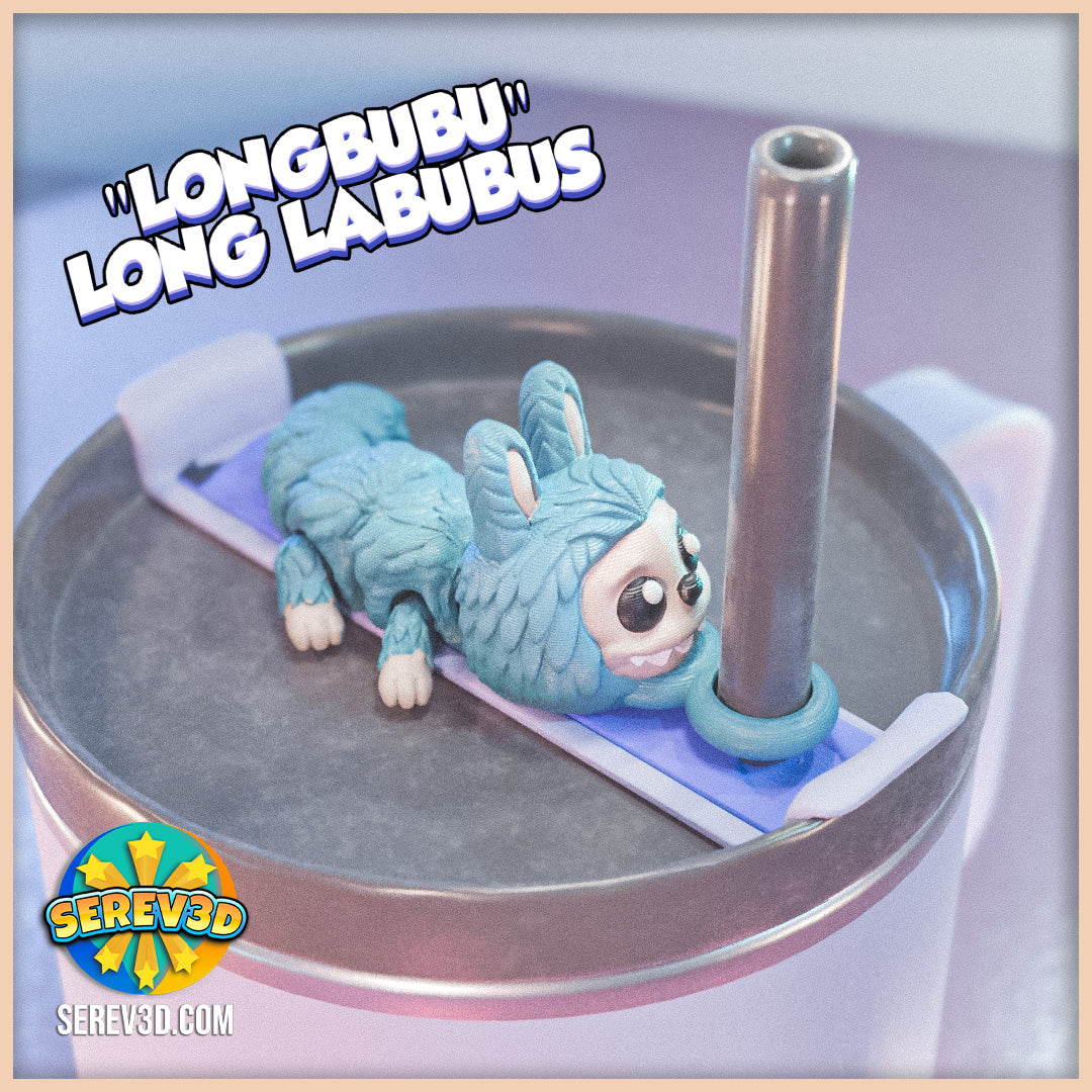Set „LongBubu / Long LaBubus” – 3 Stk. (1 Groß + 2 Mini) – 3D-Druck, bewegliche Segmente