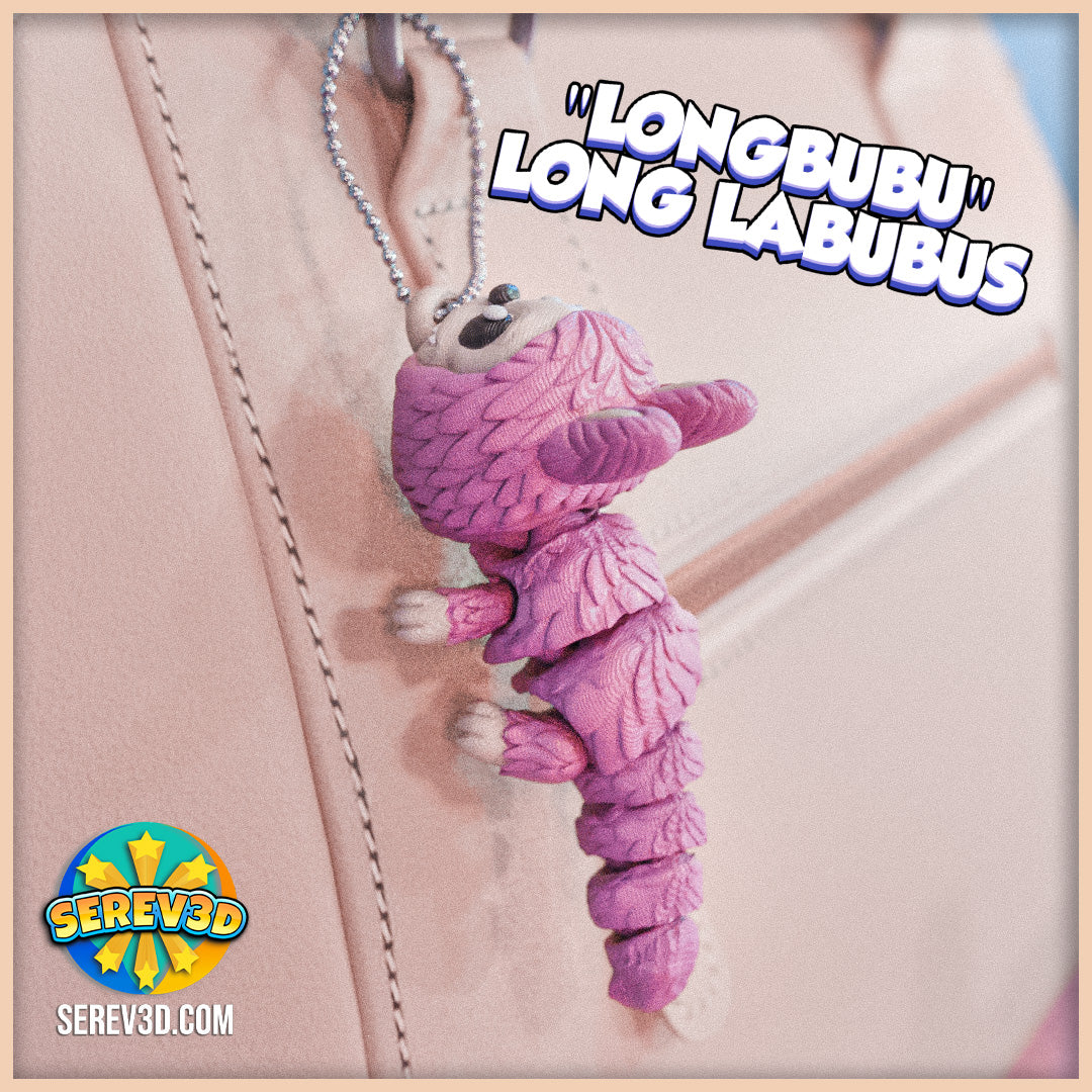 Set „LongBubu / Long LaBubus” – 3 Stk. (1 Groß + 2 Mini) – 3D-Druck, bewegliche Segmente