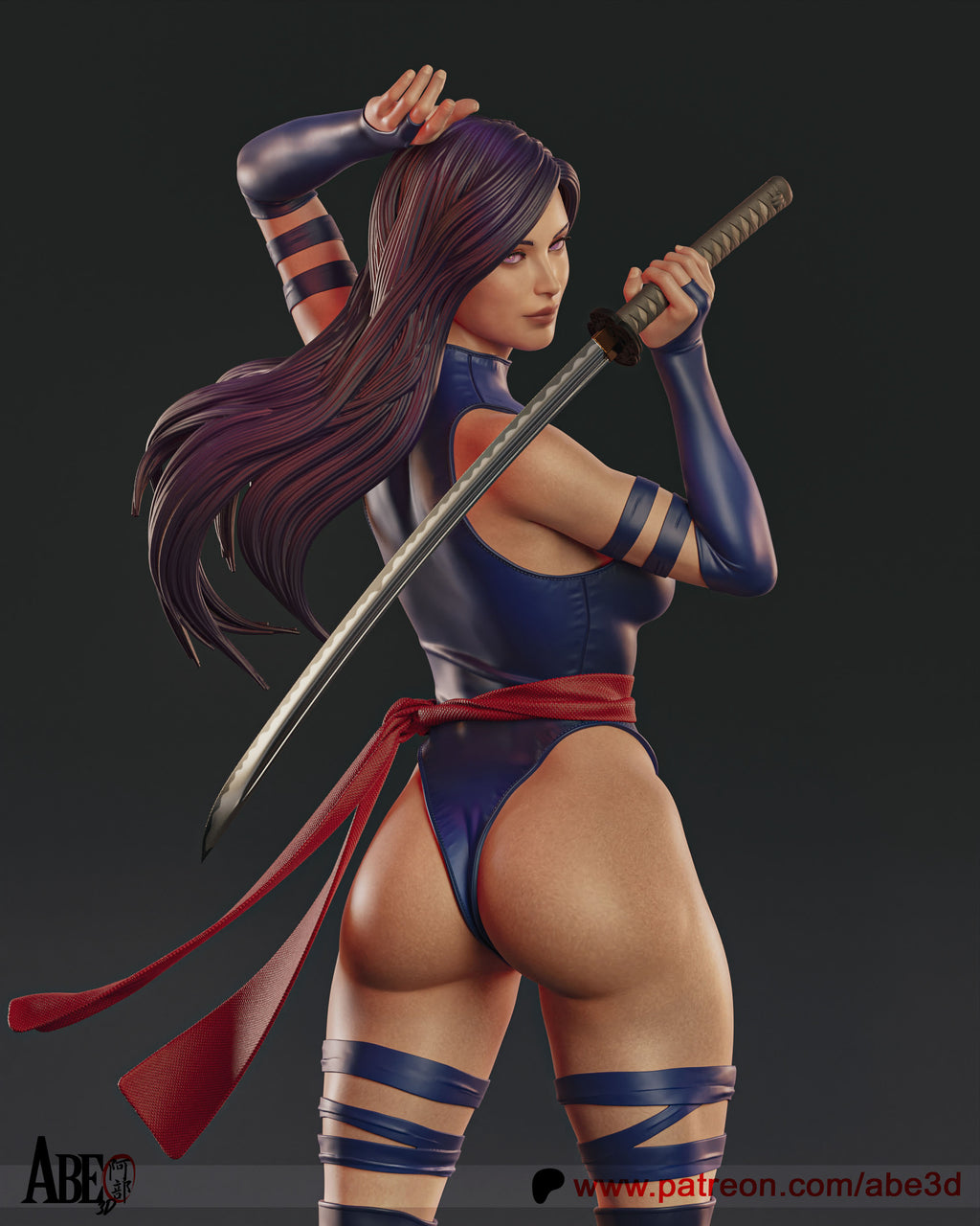 Psylocke Figur !!!BEMALT!!! -Fan Art-3D Druck- Maßstab 1:6