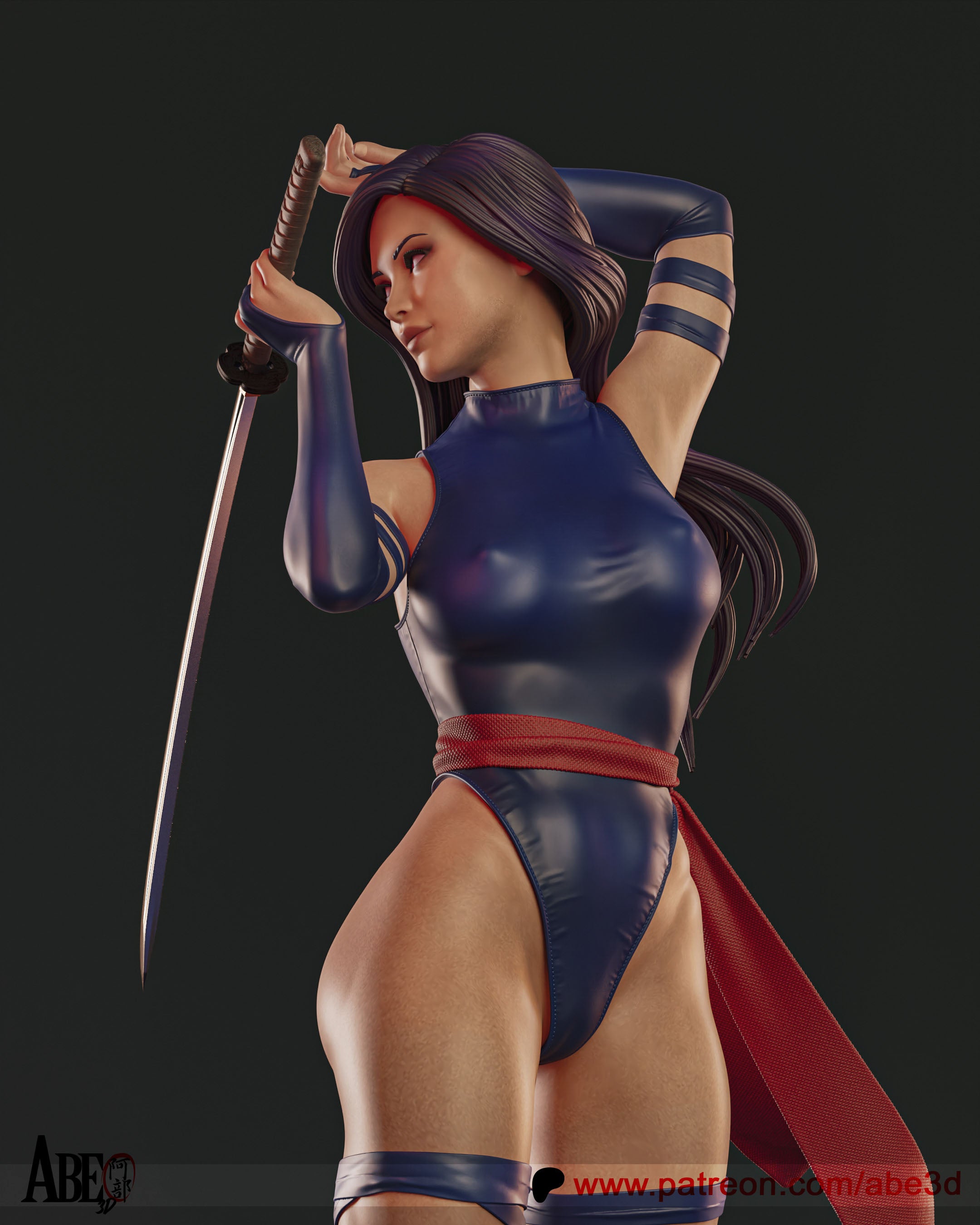 Psylocke Figur !!!BEMALT!!! -Fan Art-3D Druck- Maßstab 1:6