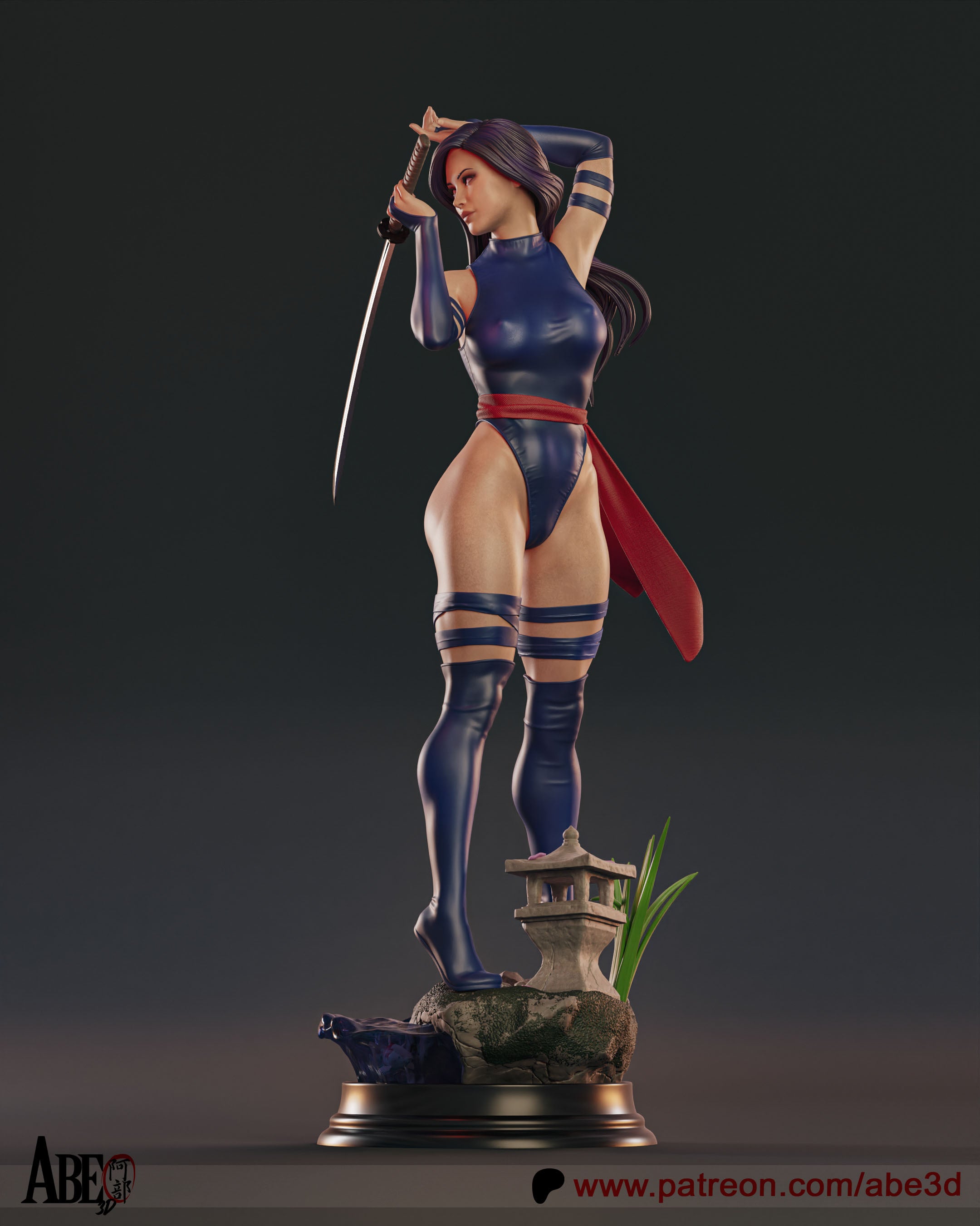 Psylocke Figur !!!BEMALT!!! -Fan Art-3D Druck- Maßstab 1:6