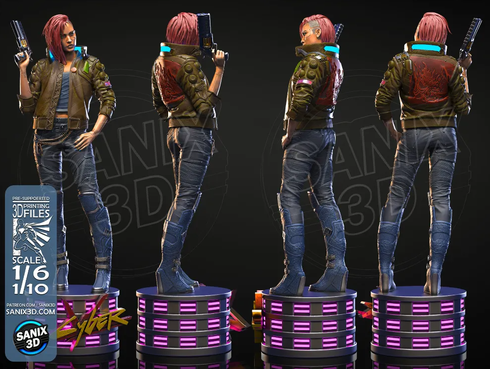 Cyberpunk - V Fan Art Figur !!!BEMALT!!!-Fan Art-3D Druck- Maßstab 1:6