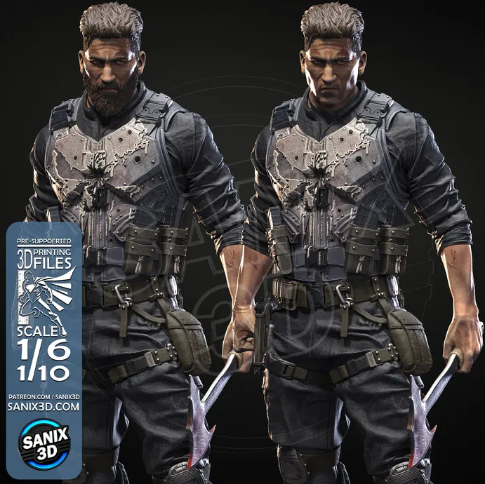 The Punisher Fan Art Figur !!!BEMALT!!!-Fan Art-3D Druck- Maßstab 1:6