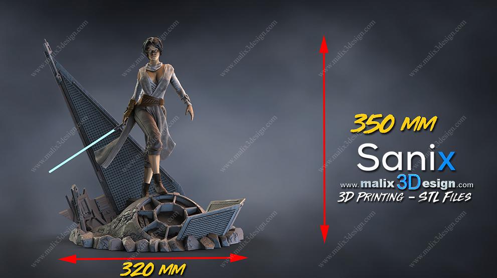 Rey Figur !!!BEMALT!!!-Fan Art-3D Druck- Maßstab 1:6