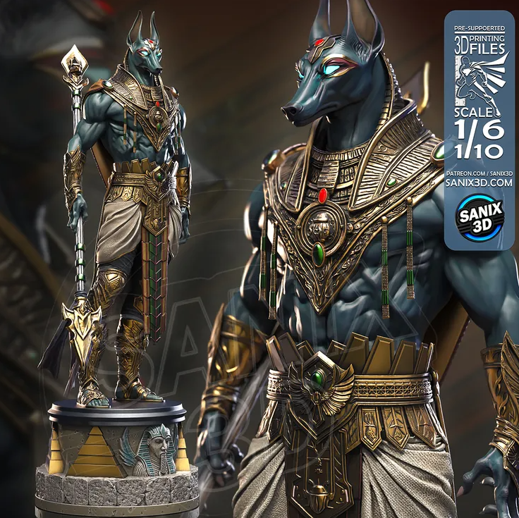 Anubis - Fan Art Figur !!!BEMALT!!!-Fan Art-3D Druck- Maßstab 1:6