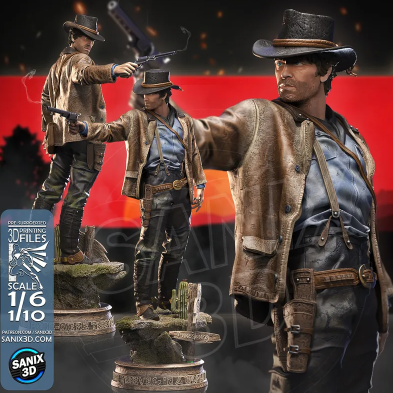 Arthur Morgan RDR2 - Fan Art Figur !!!BEMALT!!!-Fan Art-3D Druck- Maßstab 1:6