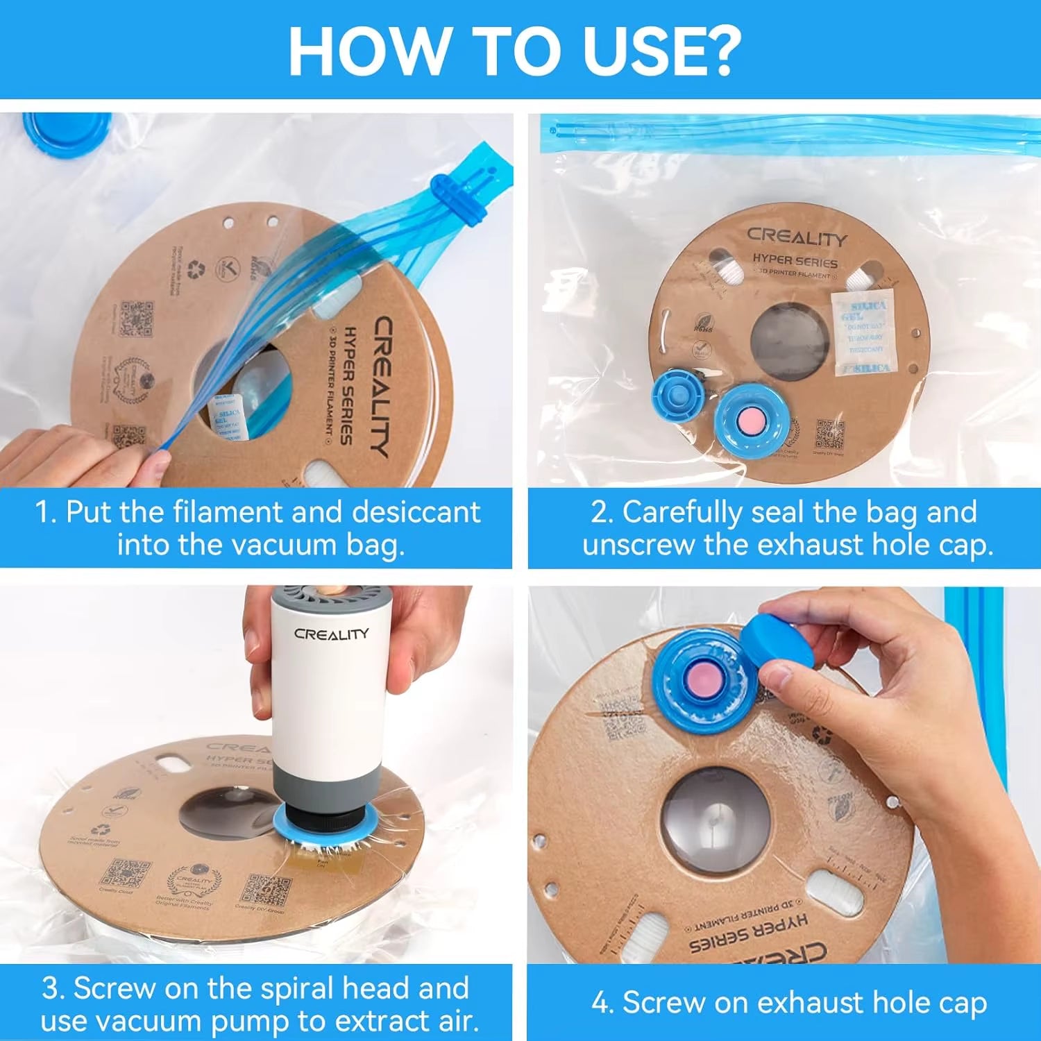 3D Printer Filament Vacuum Storage Kit, Filament Dry Kit Storage Bags and Electric Vacuum Pump for 3D Printer Filaments