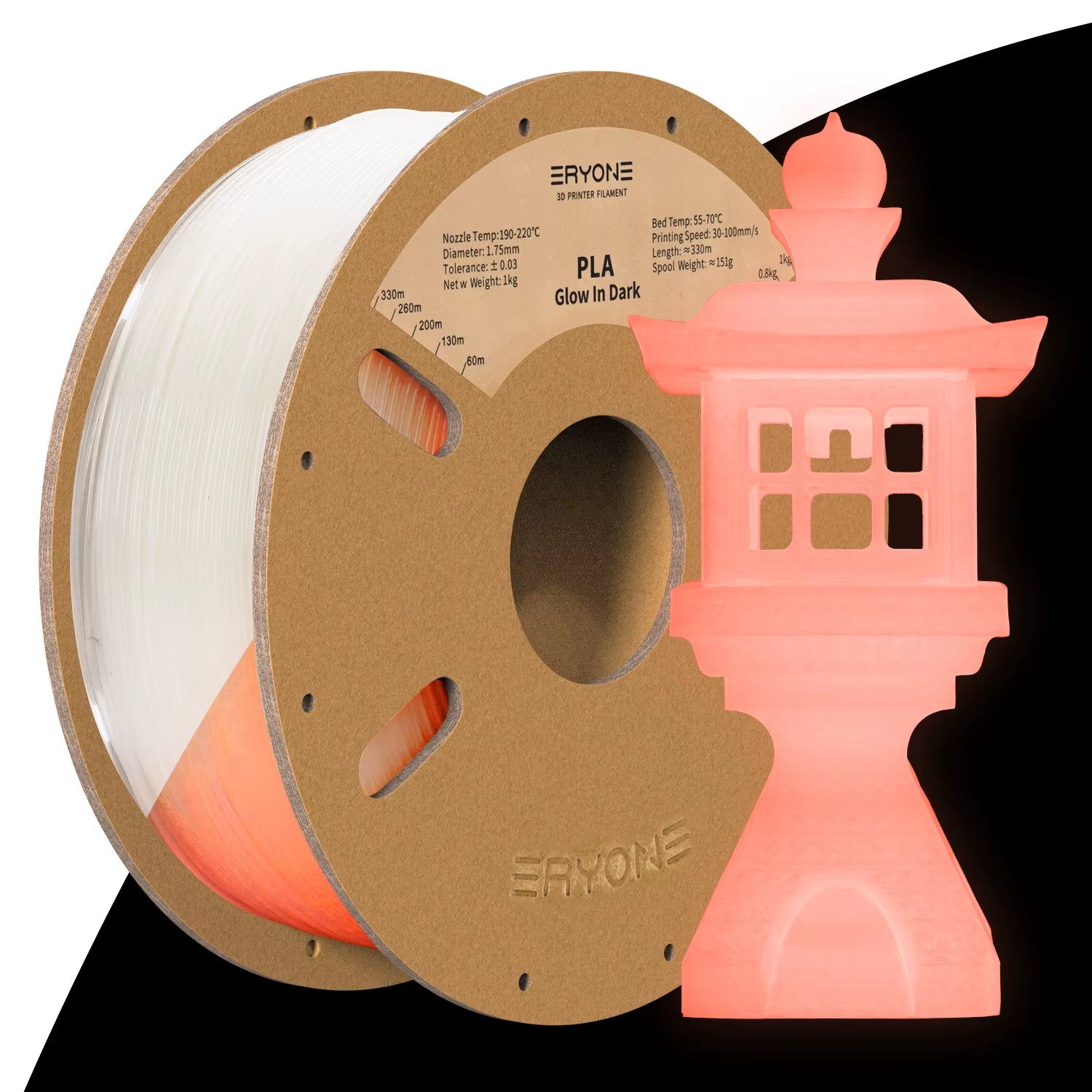 Luminous PLA Filament 1KG 1.75Mm Diameter Glow in the Dark High Quality PLA ±0.03 Tolerance for 3D Printing New Arrival