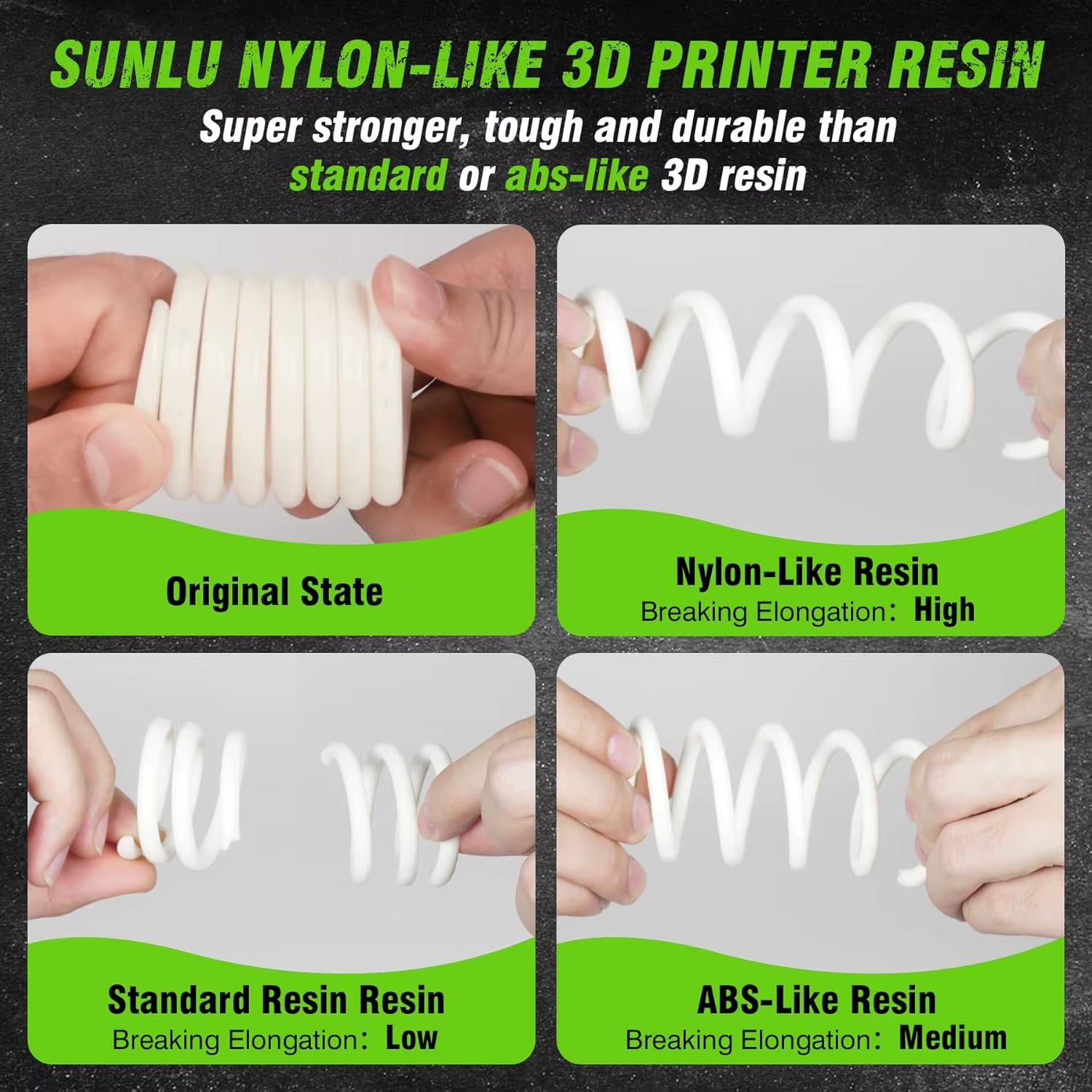 1KG Nylon-Like/Toughness 3D Resin 1000G/Bottle 405Nm Rapid Uv-Curing Photopolymer Resin for 4K/8K LCD/DLP/SLA 3D Printer