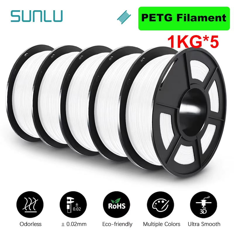 5KG 3D Filament PLA/PLA PLUS/PETG/ABS Filamnet 1.75Mm 5Roll 1KG Neatly Wound 3D Printer Filament for 3D Printer